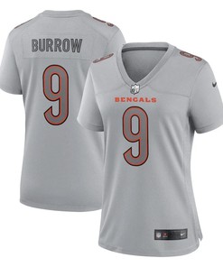 Joe Burrow 9 Cincinnati Bengals Women's Atmosphere Fashion Game Jersey - Gray