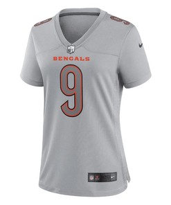 Joe Burrow 9 Cincinnati Bengals Women's Atmosphere Fashion Game Jersey - Gray