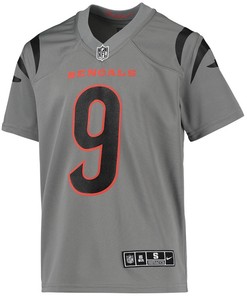 Joe Burrow 9 Cincinnati Bengals Youth Inverted Team Game Jersey - Gray