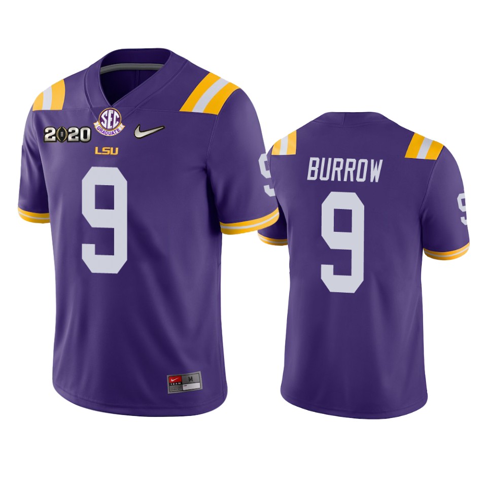 Joe Burrow Lsu Tigers 2020 National Champions Purple Jersey