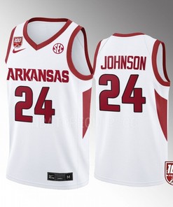 Joe Johnson 24 Arkansas Razorbacks 100 Season Uniform Jersey College Basketball White