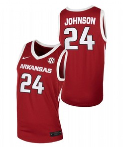 Joe Johnson 24 Arkansas Razorbacks College Basketball Away Men Jersey - Cardinal