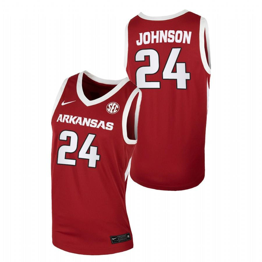 Joe Johnson 24 Arkansas Razorbacks College Basketball Away Men Jersey - Cardinal