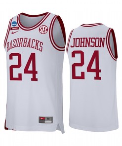 Joe Johnson 24 Arkansas Razorbacks White Jersey Retro Basketball Alumni