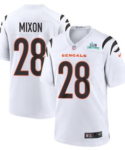 Joe Mixon 28 Cincinnati Bengals Super Bowl LVII Champions Men Game Jersey - White