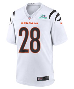 Joe Mixon 28 Cincinnati Bengals Super Bowl LVII Champions Men Game Jersey - White