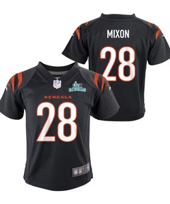 Joe Mixon 28 Cincinnati Bengals Super Bowl LVII Champions Youth Game Jersey - Black