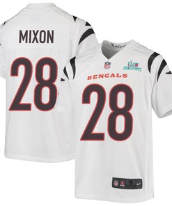 Joe Mixon 28 Cincinnati Bengals Super Bowl LVII Champions Youth Game Jersey - White