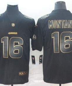 Joe Montana #16 San Francisco 49 Ers Nfl Explosion Legendary Gold Black Jersey