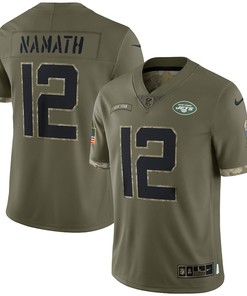 Joe Namath New York Jets 2022 Salute To Service Retired Player Limited Jersey - Olive