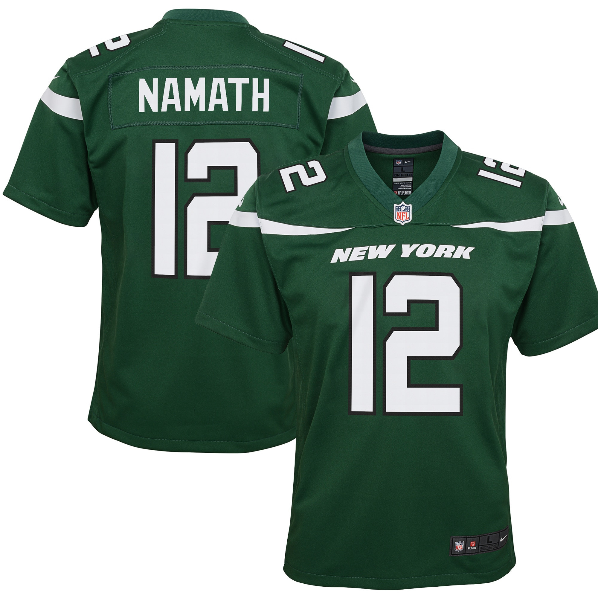 Joe Namath New York Jets Game Jersey - Gotham Green Nfl