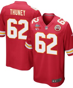 Joe Thuney 62 Kansas City Chiefs Super Bowl LVII Champions 3 Stars Men Game Jersey - Red