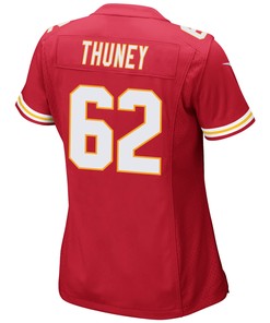 Joe Thuney 62 Kansas City Chiefs Super Bowl LVII Champions 3 Stars Women Game Jersey - Red
