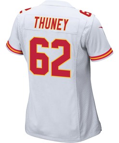 Joe Thuney 62 Kansas City Chiefs Super Bowl LVII Champions 3 Stars Women Game Jersey - White