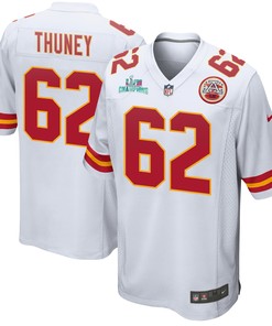Joe Thuney 62 Kansas City Chiefs Super Bowl LVII Champions Men Game Jersey - White