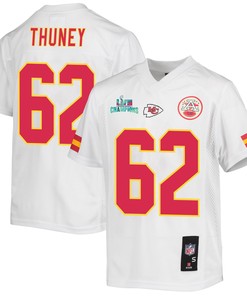 Joe Thuney 62 Kansas City Chiefs Super Bowl LVII Champions Youth Game Jersey - White