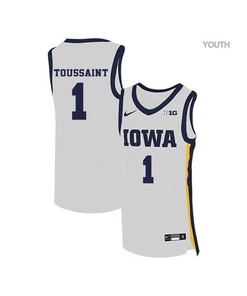 Joe Toussaint 1 Iowa Hawkeyes Elite Basketball Youth Jersey - White