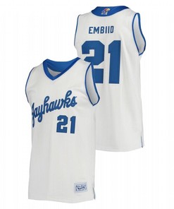Joel Embiid 21 Kansas Jayhawks Commemorative Classic College Men Jersey - Cream