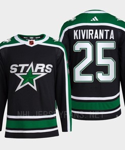 Joel Kiviranta 25 Reverse Retro 2.0 2022 Dallas Stars Black Jersey Pro Primegreen