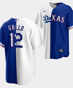 Joey Gallo 12 Dodgers x Rangers White Royal Split Edition Jersey