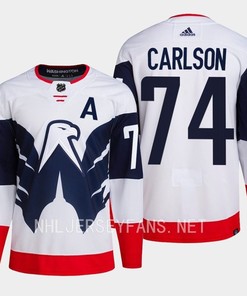 John Carlson 74 Washington Capitals 2023 Jersey Stadium White Primegreen