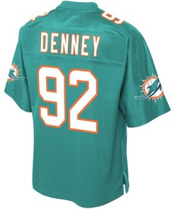 John Denney Miami Dolphins Nfl Pro Line Team Player Jersey - Aqua