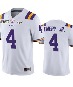 John Emery Jr. Lsu Tigers 2020 National Champions White Jersey