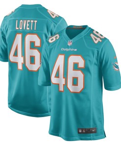John Lovett Miami Dolphins Game Player Jersey - Aqua