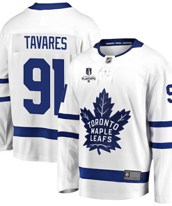 John Tavares 91 Toronto Maple Leafs Stanley Cup 2023 Playoffs Patch Away Breakaway Men Jersey - White