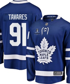 John Tavares 91 Toronto Maple Leafs Stanley Cup 2023 Playoffs Patch Home Breakaway Men Jersey - Blue