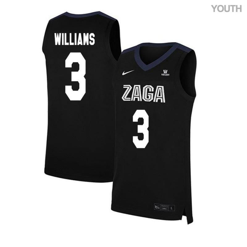 Johnathan Williams 3 Gonzaga Bulldogs Elite Basketball Youth Jersey - Black