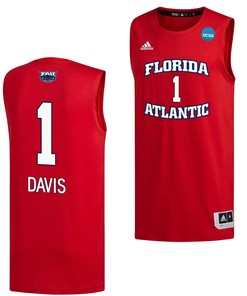 Johnell Davis 1 FAU Owls 2023 March Madness Basketball Men Jersey- Red