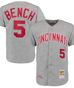 Johnny Bench 1969 Cincinnati Reds Mitchell & Ness Authentic Throwback Jersey - Gray Mlb