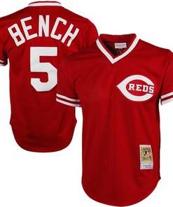 Johnny Bench Cincinnati Reds Mitchell & Ness 1983 Authentic Copperstown Collection Mesh Batting Practice Jersey - Red Mlb