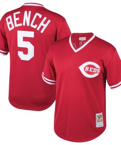 Johnny Bench Cincinnati Reds Mitchell & Ness Cooperstown Collection Mesh Batting Practice Jersey - Red Mlb