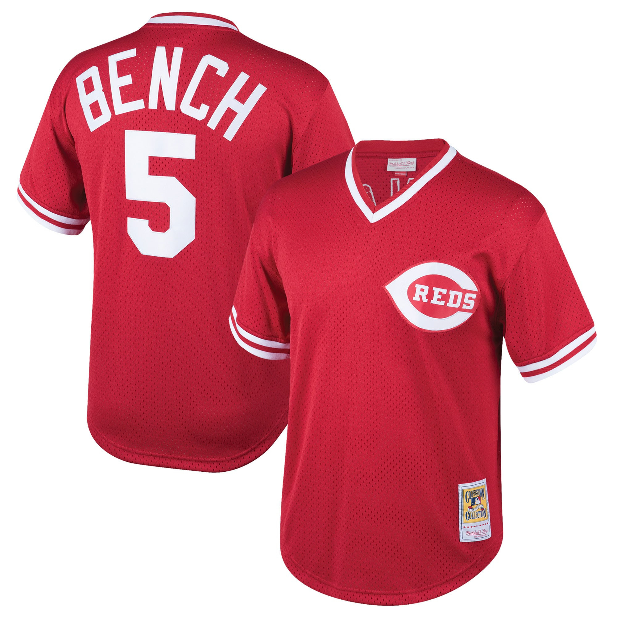 Johnny Bench Cincinnati Reds Mitchell & Ness Cooperstown Collection Mesh Batting Practice Jersey - Red Mlb