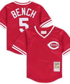 Johnny Bench Cincinnati Reds Mitchell & Ness Preschool & Toddler Cooperstown Collection Mesh V-neck Jersey - Red Mlb