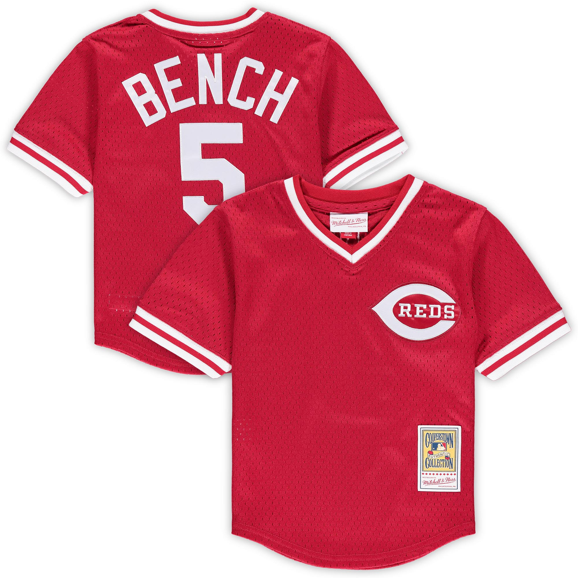 Johnny Bench Cincinnati Reds Mitchell & Ness Preschool & Toddler Cooperstown Collection Mesh V-neck Jersey - Red Mlb