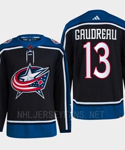 Johnny Gaudreau 13 Reverse Retro 2.0 2022 Columbus Blue Jackets Navy Jersey Primegreen