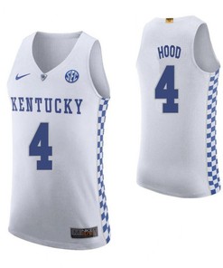 Jon Hood 4 Kentucky Wildcats Elite Basketball Road Men Jersey - White