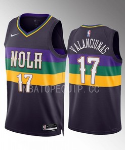 Jonas Valanciunas 17 New Orleans Pelicans Purple Jersey 2022-23 City Edition Swingman