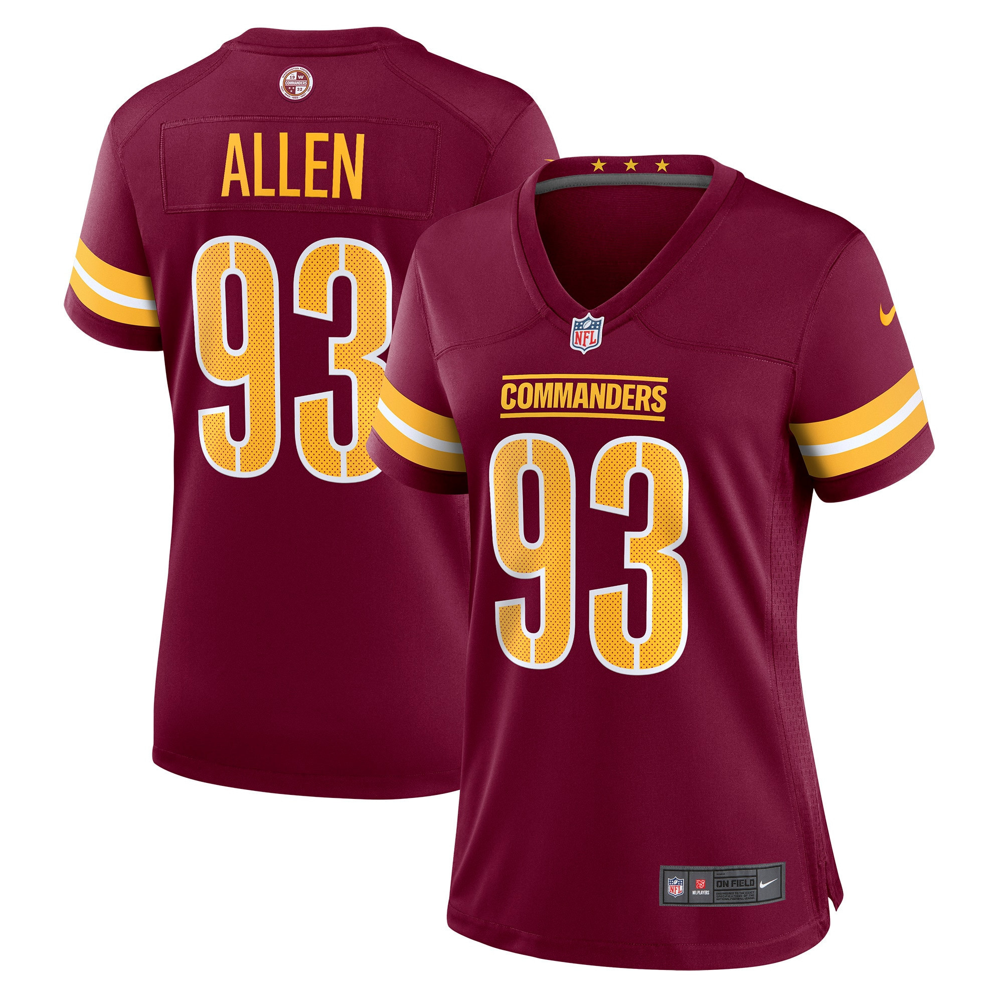Jonathan Allen Washington Commanders Womens Player Game Jersey - Burgundy Nfl