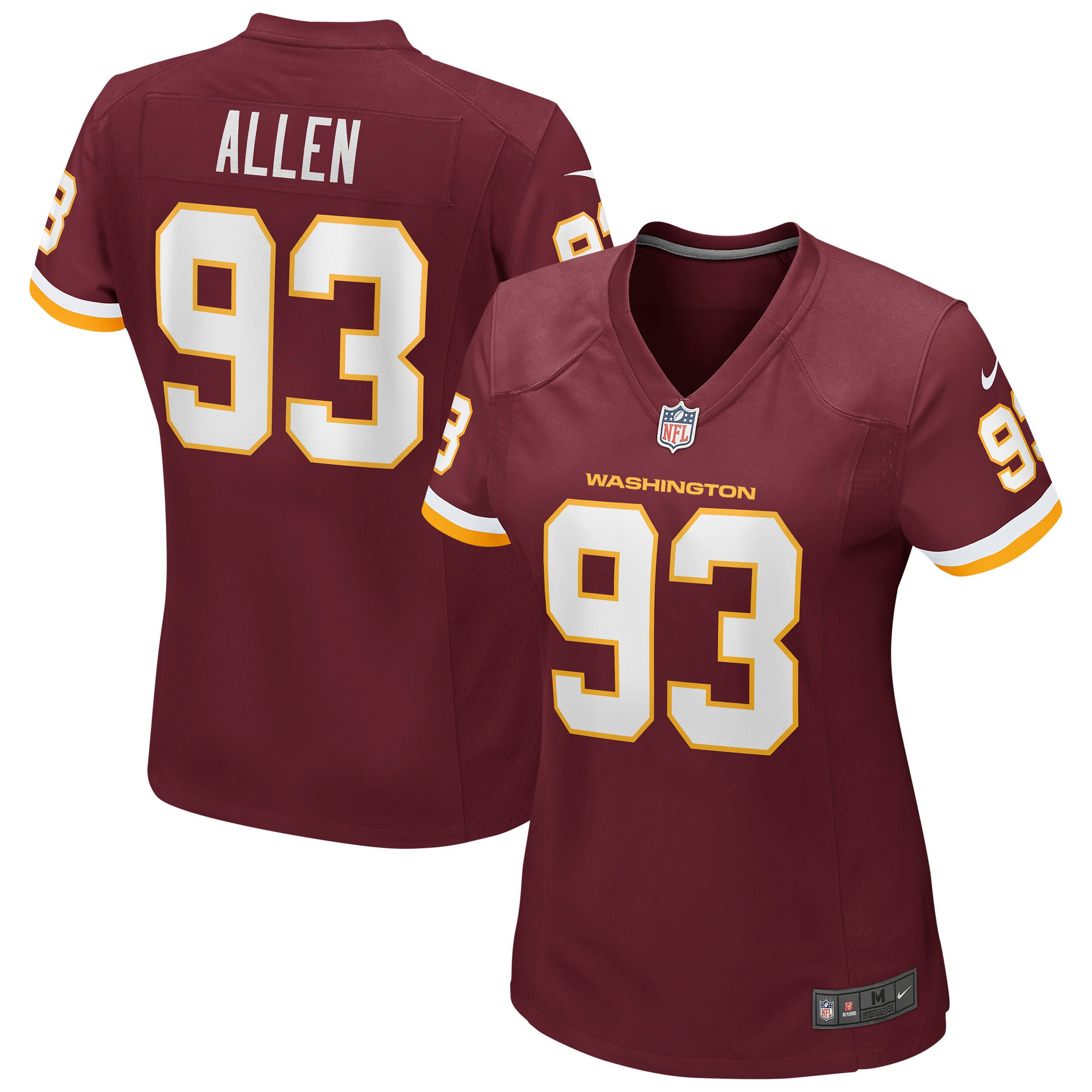 Jonathan Allen Washington Football Team Womens Game Player Jersey -burgundy Nfl