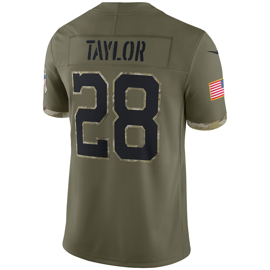 Jonathan Taylor 28 Indianapolis Colts 2022 Salute To Service Limited Jersey - Olive