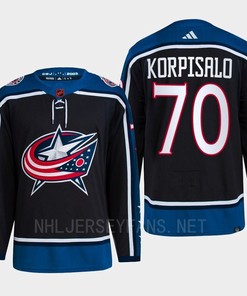 Joonas Korpisalo 70 Reverse Retro 2.0 2022 Columbus Blue Jackets Navy Jersey Primegreen