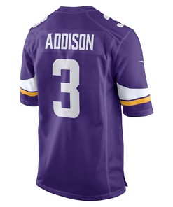 Jordan Addison 3 Minnesota Vikings 2023 NFL Draft Game Jersey - Purple