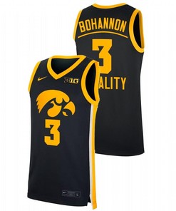 Jordan Bohannon 3 Iowa Hawkeyes 2022 Equality Big Ten Men Jersey - Black