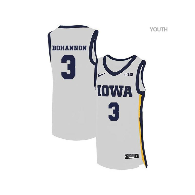 Jordan Bohannon 3 Iowa Hawkeyes Elite Basketball Youth Jersey - White