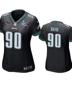 Jordan Davis 90 Philadelphia Eagles Super Bowl LVII Black Game Jersey - Women