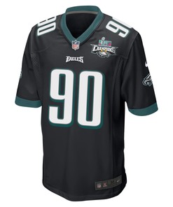 Jordan Davis 90 Philadelphia Eagles Super Bowl LVII Champions 2 Stars Men Game Jersey - Black